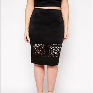 Club L Black Pencil Skirt with Cutwork Detail 16